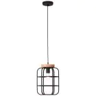 Brilliant Gwen Luce Pendente Metallo Legna Nero | 250mm - Adatto per 1x E27